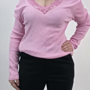 Bluzka bawełniana prążek cukierkowy róż, rozmiar uniwersalny