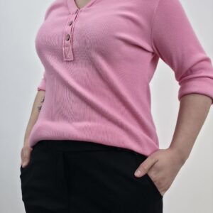 Bluzka bawełniana prążek różowa, rozmiar uniwersalny