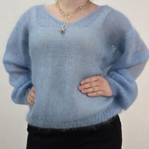 Sweter Ażurowy Kid Mohair- kolor Baby Blue