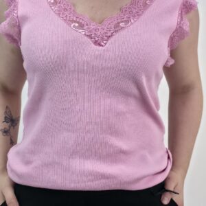 Bluzka bawełniana bez rękawów cukierkowy róż, rozmiar uniwersalny