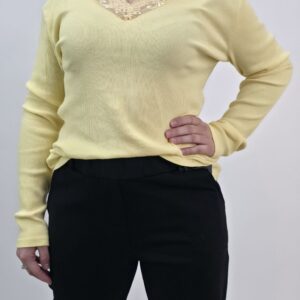 Bluzka bawełniana z koronką bananowa, rozmiar uniwersalny