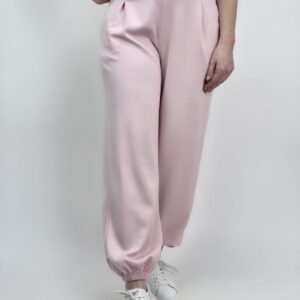 Spodnie Masełkowe Pumpki z Biżuteryjnym Guzikiem- kolor pudrowy róż