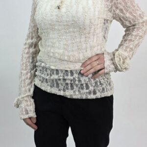 Bluzka koronkowa ciemna wanilia, rozmiar uniwersalny