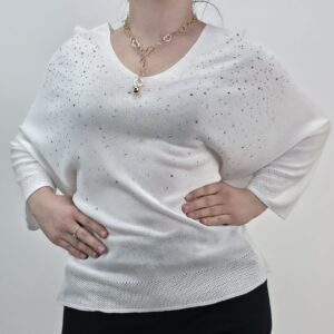 Bluzka dzianinowa śmietankowa, rozmiar uniwersalny