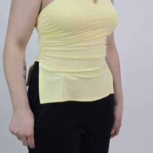 Top bez ramiączek pastelowy żółty, rozmiar uniwersalny