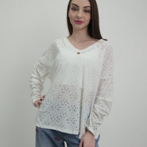 Bluzka Ażurowa Floral Soft – Biała, rozmiar uniwersalny