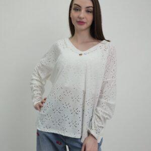 Bluzka Ażurowa Floral Soft – Biała, rozmiar uniwersalny