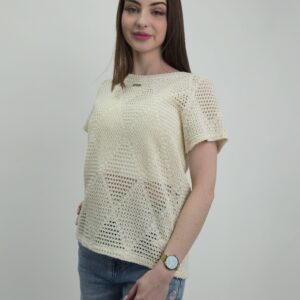 Bluzka Ażurowa Shimmer – Biało-Żółty Melanż, rozmiar uniwersalny