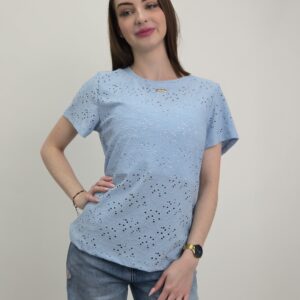 Bluzka Ażurowa Soft Lace – Błękitna, rozmiar uniwersalny