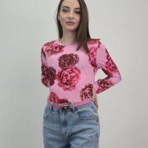Bluzka z kwiatowym printem w odcieniach różu, rozmiar uniwersalny