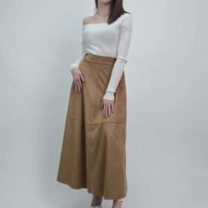 Spódnica midi z e-zamszu – odcień camel