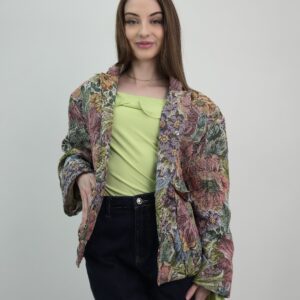 Kurtka Ramoneska żakardowa Floral Elegance
