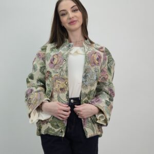 Kurtka Żakardowa Floral – Kwiatowy Wzór