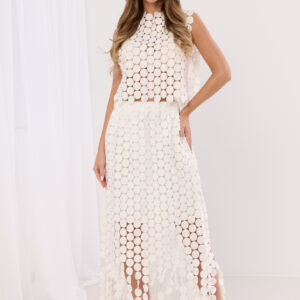 Komplet damski ażurowy, aplikacja 3D elegancki