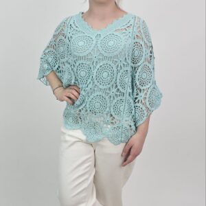 Bluzka Ażurowa Lemon Crochet Set, kolor miętowy