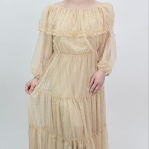 Sukienka Midi Tiulowa Dots Beige Plus Size