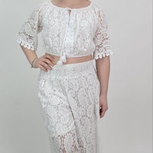 Komplet Koronkowy Boho Ibiza w kolorze białym