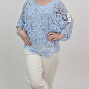 Bluzka Ażurowa Lemon Crochet Set, kolor jasny niebieski