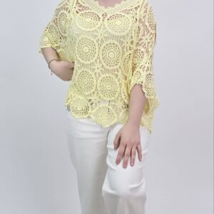 Bluzka Ażurowa Lemon Crochet Set, kolor pastelowy żółty