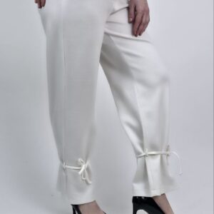 Spodnie Masełkowe z Wiązaniem – śmietankowa elegancja, rozmiar uniwersalny