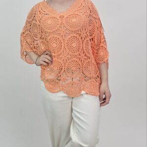 Bluzka Ażurowa Lemon Crochet Set, kolor pomarańczy