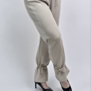 Spodnie Masełkowe z Wiązaniem – beżowa klasyka, rozmiar uniwersalny