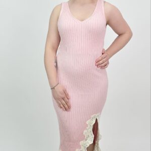 Sukienka Midi Tuba Lace Pink