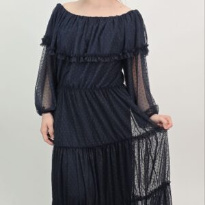 Sukienka Midi Tiulowa Dots Black Plus Size