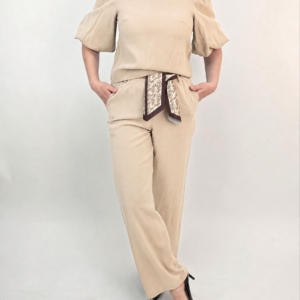 Komplet damski wide leg z wiązaniem