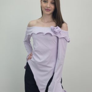 Bluzka damska hiszpanka liliowa elegancka