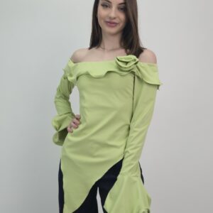 Bluzka hiszpanka damska zielona elegancka