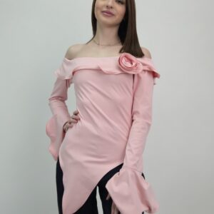 Bluzka damska hiszpanka różowa elegancka