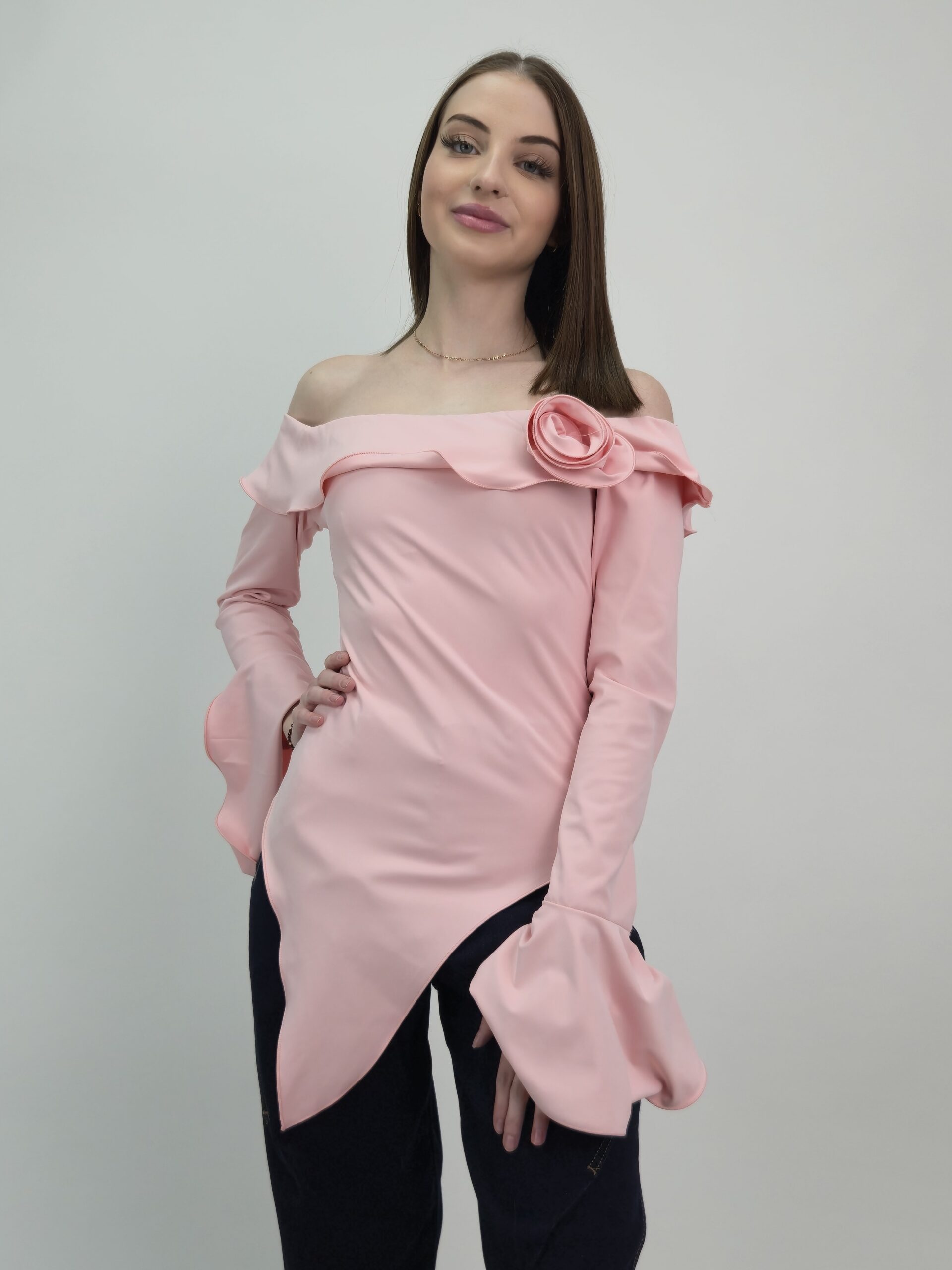 Bluzka damska hiszpanka różowa elegancka