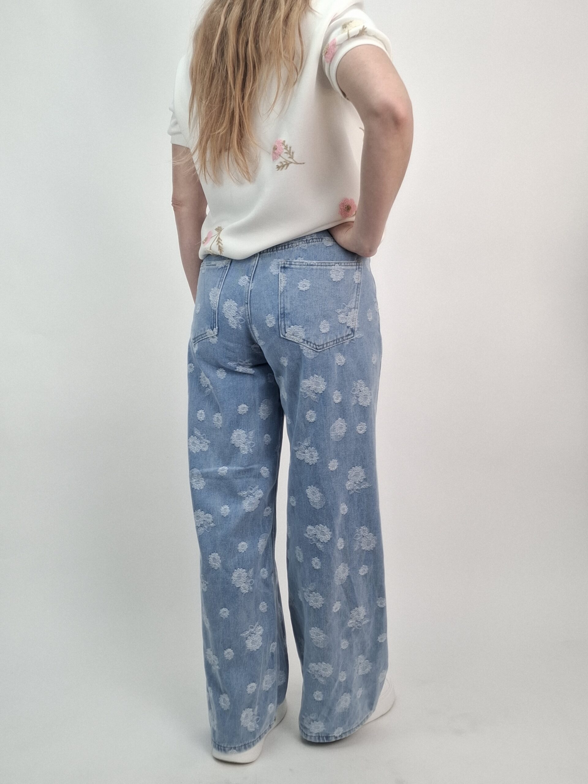 Spodnie Jeansy Wide Leg Floral Denim - obrazek 3