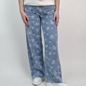 Spodnie Jeansy Wide Leg Floral Denim