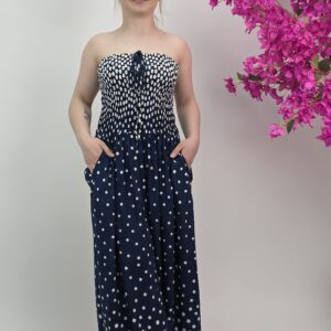 Kombinezon w kropki granatowy wiskoza