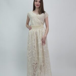 Spódnica damska koronkowa maxi beżowa boho