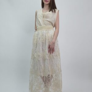 Spódnica damska koronkowa maxi beż elegancka