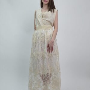 Spódnica damska koronkowa maxi beż elegancka