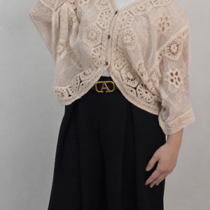 Kardigan haftowany beżowy bawełniany boho