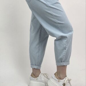 Spodnie jeans damski jasne jogger cienki denim