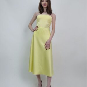 Satynowa spódnica midi damska elegancka żółta