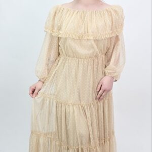 Sukienka Midi Tiulowa Dots Beige Plus Size