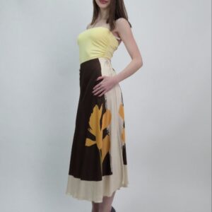 Spódnica satynowa midi wiskoza print kwiatowy