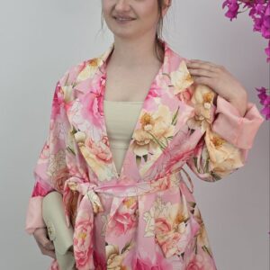 Elegancki komplet kwiatowy żakiet spodnie