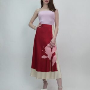 Spódnica satynowa midi wiskoza print kwiatowy