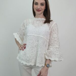 Bluzka damska haftowana biała boho