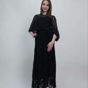 Czarny komplet koronkowy damski bawełna boho