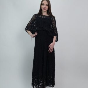 Czarny komplet koronkowy damski bawełna boho