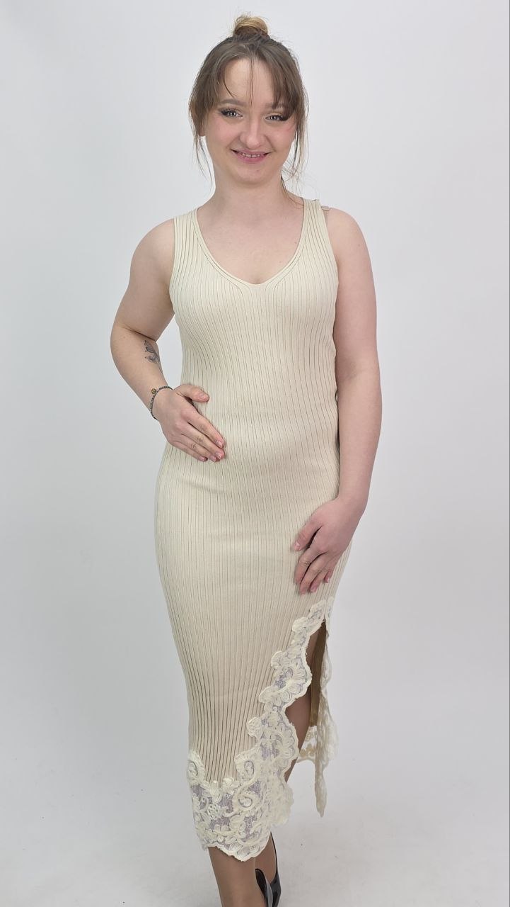 Sukienka Midi Tuba Lace Beige
